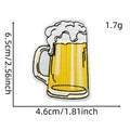 Detailed view of beer mug embroidery patch showing dimensions 6.5cm by 4.6cm - Foamy Beer Mug