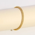 Polished 18K gold plated cylinder link bracelet with a minimalist punk aesthetic style - Real Gold Plated Stripe Bangle (NU12-9)