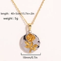 Elegante collana con ciondolo a rosa girasole bicolore in acciaio inox oro e argento - Stile Rosa