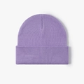 Neutral purple ribbed knit beanie cap with thick double-layer design for autumn and winter - One Size / Light Medium Purple (23B090)