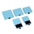 Light blue drawer jewelry gift box set with black satin pulls in various sizes - Sky Blue Linen