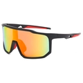 Lunettes de soleil cyclisme avec monture noir rouge et verres dégradés orange - Monture Noire Miroir Rouge