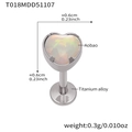 Titanium alloy labret stud with heart shaped opal stone and 0.6cm heart top accent - Steel Color Lip Stud (T018)