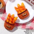Miniature resin bread basket model with baguette detailing for DIY crafts, 2.9cm wide - 3 Baguettes