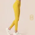 Nahtlose Ingwer-gelbe Yoga-Leggings mit hoher Taille, Po-Hebe-Effekt und Bauchkontrolle - Kurkuma