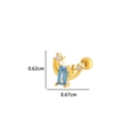 Gold moon stud earring with blue rectangle stone and white zircon accents - 3# Moon Blue Stone Style / Gold Yellow