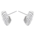 Macro shot of silver multi-layer spiral textured stud earrings in high polish finish - VE1257 Style / Platinum (VE1257)