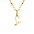 Gold-plated stainless steel letter pendant necklace featuring a heart charm and beaded chain - Letter S / Gold