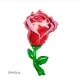 Large red rose shape foil balloon for Valentine decoration, size 93x49cm on white background - Red Pink Rose