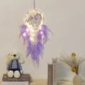 Dreamy purple unicorn dream catcher with glowing LED lights and soft feathers - Purple Unicorn (With Light)