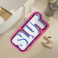 Plush fuzzy bath mat with custom funny letters, non-slip absorbent floor rug for home bathroom decor. - 40*60cm (Faux Cashmere Plastic Dot Bottom) / JQ-Pink and White
