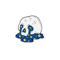 Starry universe skull enamel pin featuring white skull with blue galaxy cosmic fluid and stars - Crying Galaxy Skull (CC345)