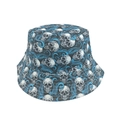 Sombrero de pescador reversible negro con estampados de calaveras y pulpos azules - Talla única / Calavera Pulpo (Estilo 6)