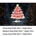 Pegatina estática de árbol de Navidad rojo con texto Merry Christmas para ventana - Pequeño [45*60CM]