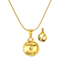 Doppelseitige 18K vergoldete Fische Sternzeichen Halskette mit Relief und Sternenkarte - Fische (SP343G-12)