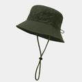 Detail view of the adjustable drawstring and quick-dry fabric on this army green sun hat - One Size / Army Green