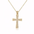Elegante collana placcata in oro 18K con pendente a croce scintillante in zirconi cubici - Zircone Bianco/Oro