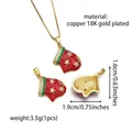 Christmas glove charm necklace in red enamel and 18K gold plated copper with star zircon - Christmas Glove Style A