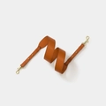 Adjustable brown leather bag strap with smooth finish and golden spring hooks - Brown Strap Gold Buckle