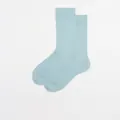 Hellblaue Socken aus Baumwollmischung mit gerippten Bündchen für Damen und Herren - Eisschmelzblau