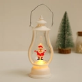 White vintage Christmas LED lantern with Santa Claus illustration and warm light - Santa Claus