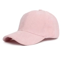 Blassrosa Cord-Baseballcap für Damen mit gebogener Krempe im sportlichen Vintage-Stil - Verstellbar / Rosa