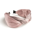 Böhmisches rosa Satin-Knoten-Haarband für Damen mit seidiger Textur und breitem Design - Milchtee-Rosa