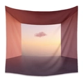 Modern surrealist tapestry with sunset sea view and pink cloud in soft orange tones - Zj202148-5 / 100X150CM (Short Plush)