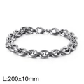 Silver stainless steel chunky chain bracelet, length 200mm and width 10mm sizing - Silver (KB113961-Z)