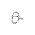 Elegant silver bead link ring in a minimalist oval stacked design for women - Silver Bead Chain