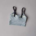 Reggiseno sportivo grigio chiaro da donna con spalline nere e imbottiture fisse - Azzurro