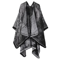Thick black and grey deer landscape pattern shawl cloak for winter warmth - One Size / Landscape Pattern - Black Grey