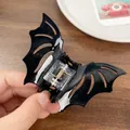 Gothic black bat wing hair claw clip made of shiny acrylic for Halloween hair accessories - Solid Glossy / Black