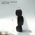 Small black irregular lotus ceramic vase with matte finish for modern home decor - Small Lotus Root / Black