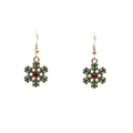 Juego de joyas de copo de nieve navideño con pendientes de esmalte verde oro y cristal rojo - Pendientes de Copo de Nieve de Navidad
