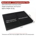 Black velvet 2-compartment jewelry display tray with removable dividers for rings - Large 2 Grids Tray