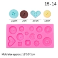 Pink silicone mold featuring 13 assorted button shapes for fondant and resin crafts - Pink