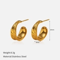 Polished 18K gold plated stainless steel C-shaped hoop earrings for women style - Gold C-Shape Simple Studs