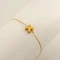 Elegant gold stainless steel bracelet featuring a 3D cross pendant on a fine O-chain - Letter X
