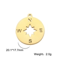 Golden stainless steel compass charm pendant with cutout North South East West detail - Compass / Gold