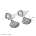Spécifications de taille pour boucles d'oreilles perle et coquillage pesant 11,4g - Style Perle Coquille Double Couche Argenté (TE6895-S)