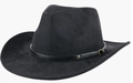 Cappello da cowboy western nero in pelle scamosciata con cintura e fibbia in bronzo - M (56-58cm) / Stile Fibbia in Bronzo Retrò Nero (22) / Nero
