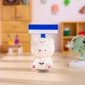Cute white bear hooded kitten figurine with prayer beads and street sign desk ornament - 1188-25A Wealthy Puppy
