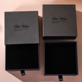 Elegant charcoal grey drawer jewelry box with black ribbon pull and velvet lining - Smoke Grey (Drawer Box)