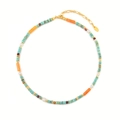 Collana di perline turchesi, arancioni e bianche con dettagli in metallo dorato - Collana di Avventurina Rossa (XL-1060DY01)