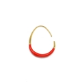 U-shaped 18K gold plated titanium earrings with vibrant red enamel droplet finish - 39*29mm / Half Wrap Style / Red