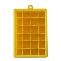 Yellow 24-grid silicone ice cube tray mold with square cavities and hanging hole - 24 Grids / Yellow (No Lid)