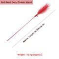 Interactive 26.2-inch red reed cat wand with fluffy feathers and silver bell - Red Reed Grass Cat Teaser