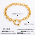 Bracelet chaîne en acier inoxydable doré étanche avec spécifications et 18cm de long - Style à Maillons Ronds Épais (SL41267)