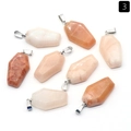 Mini sargförmige Kristallanhänger aus natürlichen Edelsteinen mit Metallverschlüssen - Rosa Aventurin